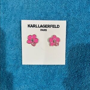Karl Lagerfeld Vibrant Pink Floral Studs